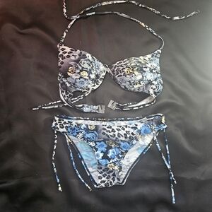 Dolce & Gabbana Blue and Black Floral Bikini